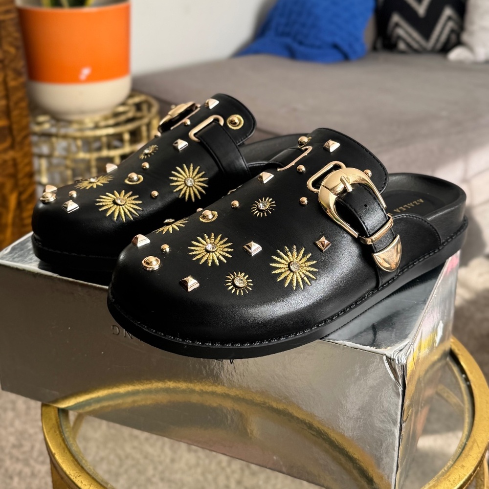 Azalea Wang TROUVER-BLACK FLAT MULE, 8.5
